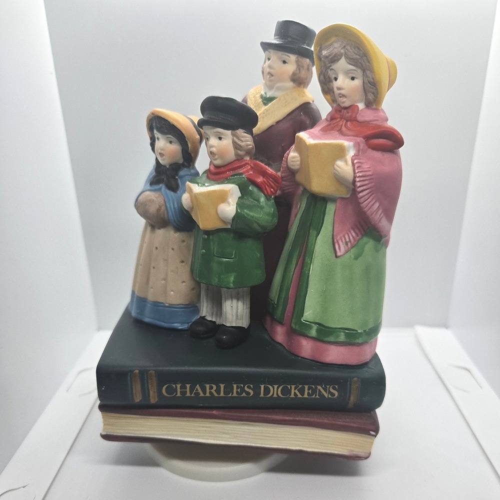 Vintage Charles Dickens Christmas Carolers Musical Figurine Book Base